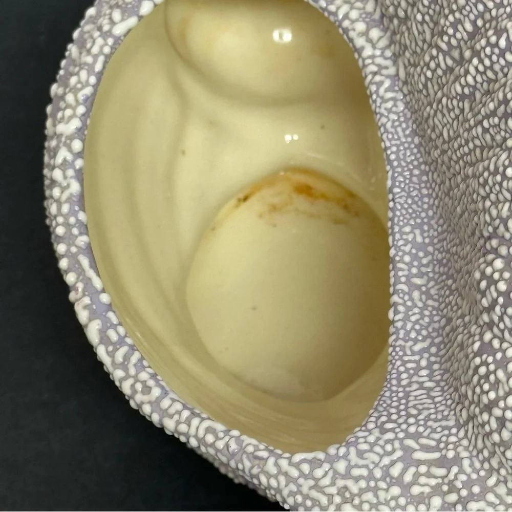 Conch Shell Shaped White Purple Ceramic Decor Cobblestone Pebble Glaze